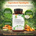 thumbnail image 3 of Moringa, Soursop (Guanábana) & Turmeric (Cúrcuma) - 90 Vegetable Capsules - 1500mg Per Serving - 100% Natural Organically Grown Ingredients - Powerful Antioxidant & Immune Support Blend - Authentic b, 3 of 11