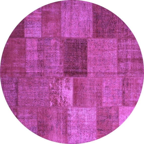 Ahgly Company Indoor Round Patchwork Purple Transitional Area Rugs, 5' Round