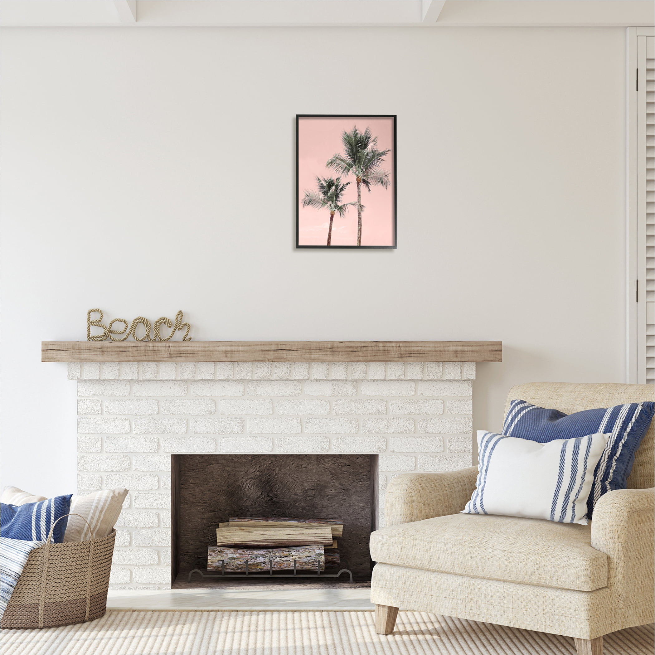 Stupell Industries Pink Summer Palm Trees Botanical & Floral Photography Black Framed Art Print Wall Art, 16 x 20