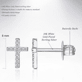 thumbnail image 4 of S925 Silver Stud Earrings Cross Diamond Stud Earrings for Women --- Silver, 4 of 4