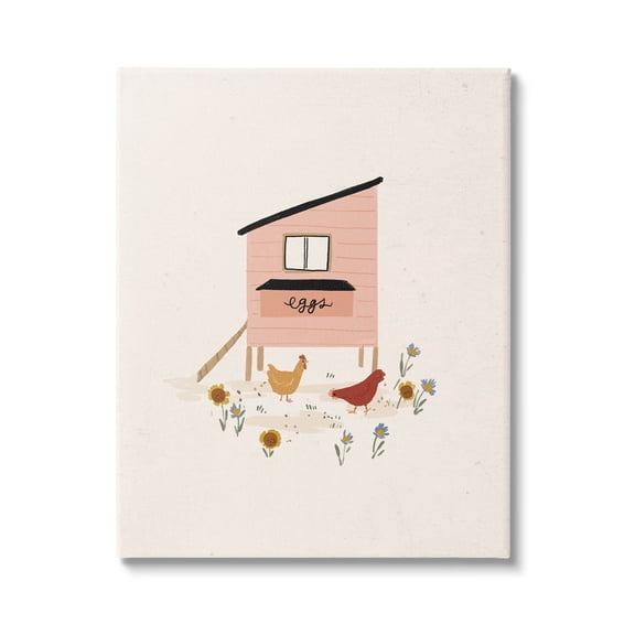 Pastel Hen House Eggs Chickens Animals & Insects Graphic Art Gallery Wrapped Canvas Print Wall Art