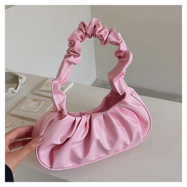 Bolso de mujer coreano 2025, nuevo bolso plisado de nube de color sólido, bolso de axila sencillo para mujer, bolso de hombro dulce