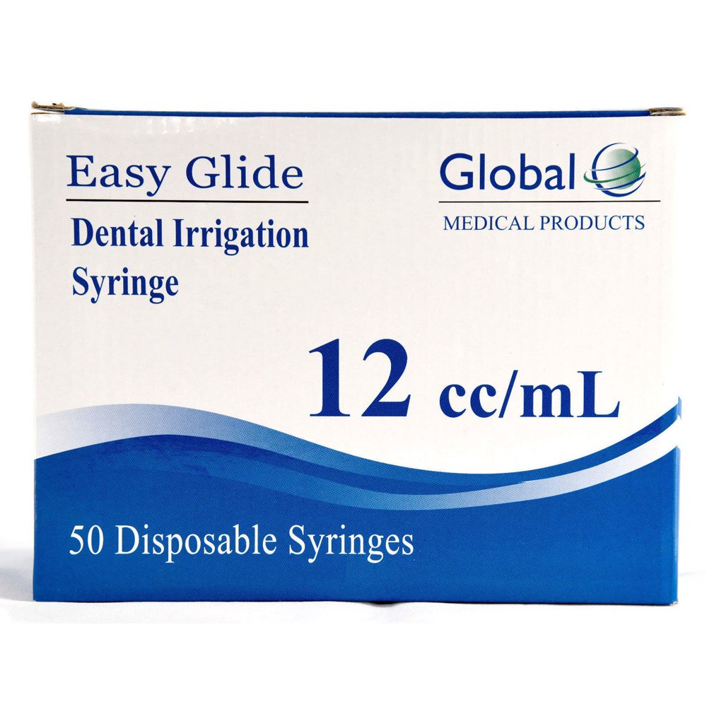 Easy Glide Curved Tip Dental Irrigation Syringe 12CC 12ML Box of 50