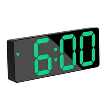 Alarm Clock Led Display Digital Mirror Alarm Clock Battery Travel Clock Purpose Clock Snooze Night Mode Alarm Clock Suitable for Bedroom Office Clock (Green)