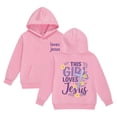 thumbnail image 3 of VeFlora Christian Jesus Hoodies for Girl, Long Sleeve Sweatshirt, Oversized Preppy Bible Verse Faith Graphic Sweatshirts(Pink/3-4 Years), 3 of 4