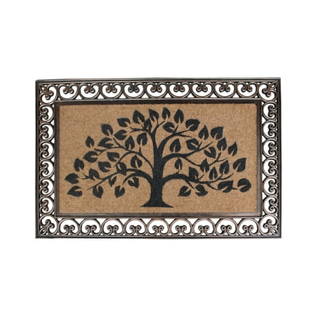 30 X 48 Doormat First Impression Hand Finished Rubber and Coir Tree of Life Classic Paisley Border Extra Large Double Doormat (30