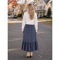 thumbnail image 6 of TEMOFON Womens Skirts Midi Plaid Maxi Skirts for Women Elastic High Waist with Pockets A Line for Fall Tartan Clothes Flowy L, 6 of 9