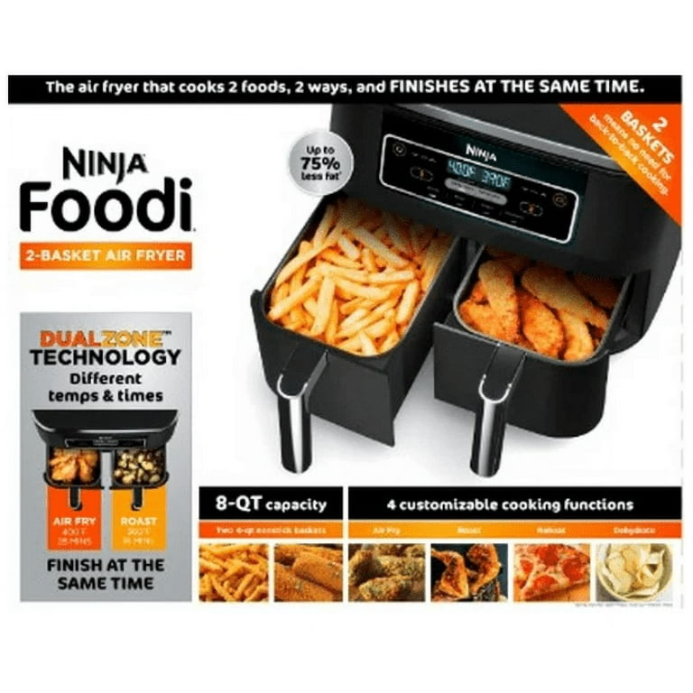  Ninja DZ201 Foodi 6-in-1 2-Basket Air Fryer with DualZone  Technology, 8-Quart Capacity - cinnamon/Red-(Renewed) : Home & Kitchen