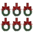 thumbnail image 1 of Christmas Vacation Wreath New Year Sign for Front Door Christmas Lights for Front Door 6PCS Christmas Kitchen Cabinet Wreaths With Ribbon Mini Christmas Wreath Small Kitchen Wreath With Berry And Bows, 1 of 3