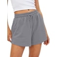 thumbnail image 2 of Women Sweat Shorts Casual Summer Comfy Lounge High Waisted Cotton Shorts with Pockets Gray L, 2 of 6