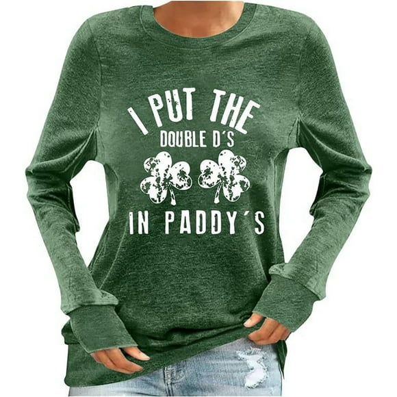 SNKSDGM Women Long Sleeve Crop Top Square Neck Womens Long Sleeve Blouse Button up Women Crew Neck Long Sleeve St Patrick Day Sweatshirt Thin Green Graphic T Shirt Top Xl