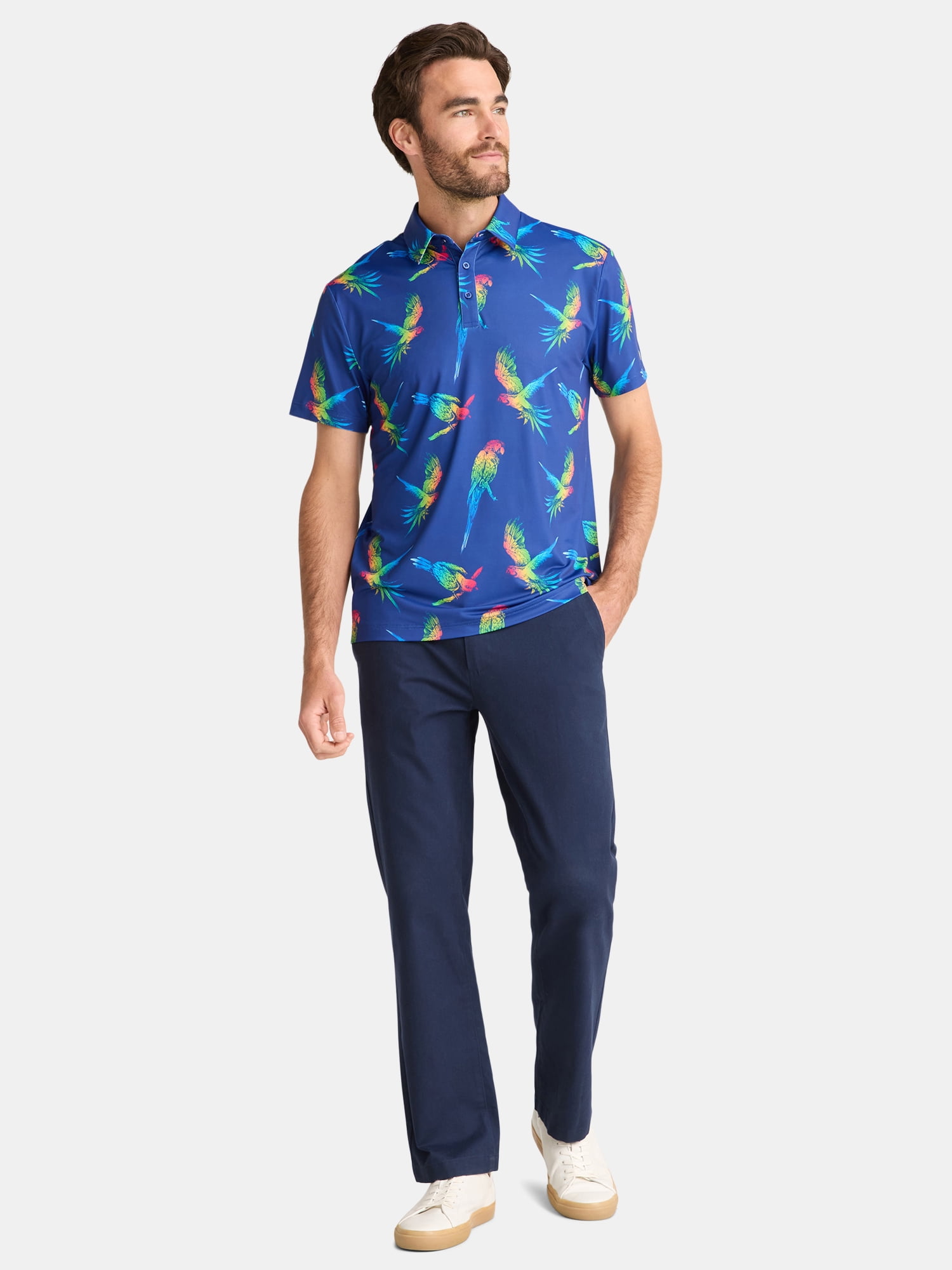 Birdie Bound Men's & Big Men's Novelty Print Golf Polo, Sizes S-5XL