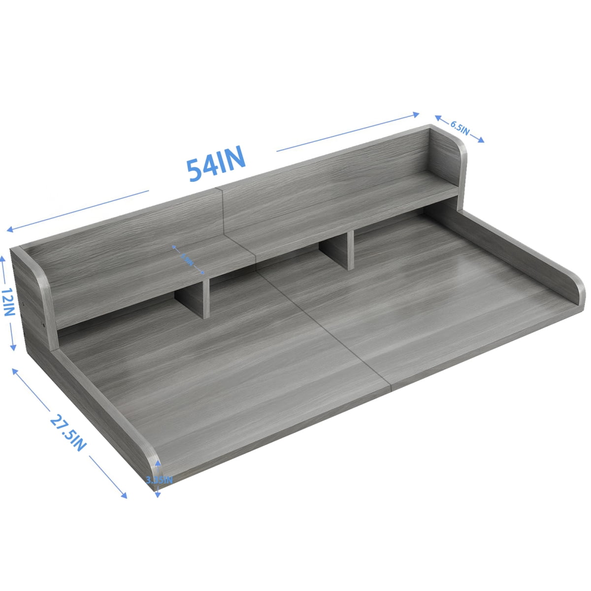 54" x 27.5" Double Layer Washer Dryer Countertop  GS  Laundry Wood Shelf Topper with Non-Slip Pads & Edge for Laundry Room Storage