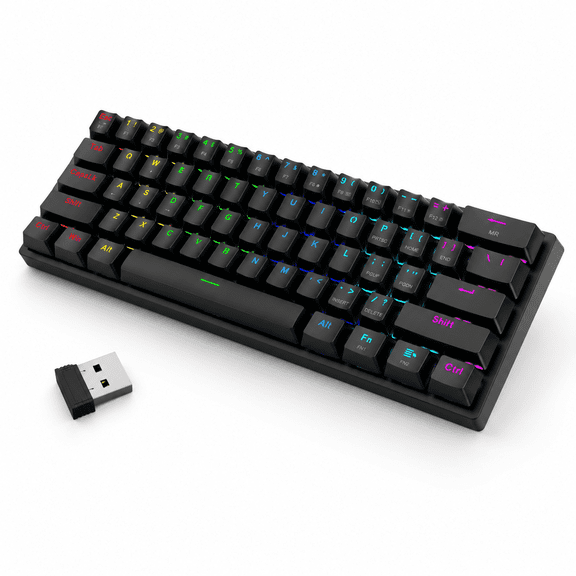 Black 60% Wireless Mechanical Gaming with Clicky Blue RGB Backlighting