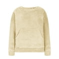 thumbnail image 5 of Ecqkame Girls Sherpa Crewneck Sweatshirts Double Sided Velvet Long Sleeve Cute Pullover Tops Oversized Lightweight Fleece Sweatshirt 5-15 Years Yellow 11 Year, 5 of 9