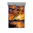 thumbnail image 2 of Country Bedding Set with Sheet & Covers, Picture of Old Tree Bending over River with Mountain Landscape at Sunset, Printed Bedroom Decor 2 Shams, 4 Sizes, Burnt Orange Purple, by Ambesonne, 2 of 3