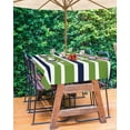 thumbnail image 4 of Outdoor Tablecloth Navy Blue Green Stripes Rectangle Patio Tablecloths 60x84 Inch, Table Cloths with Umbrella Hole and Zipper, Lime Green Striped Summer Table Cover for Outdoor Tables, Picnic,, 4 of 6
