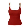 thumbnail image 5 of Lumistal Tank Top for Women Plain Fashion Summer Casual Basic Slim Fit Solid Color Sleeveless Top for Women Beach Clothes Womens Casual Chain Strap Tank Top Wine L, 5 of 5