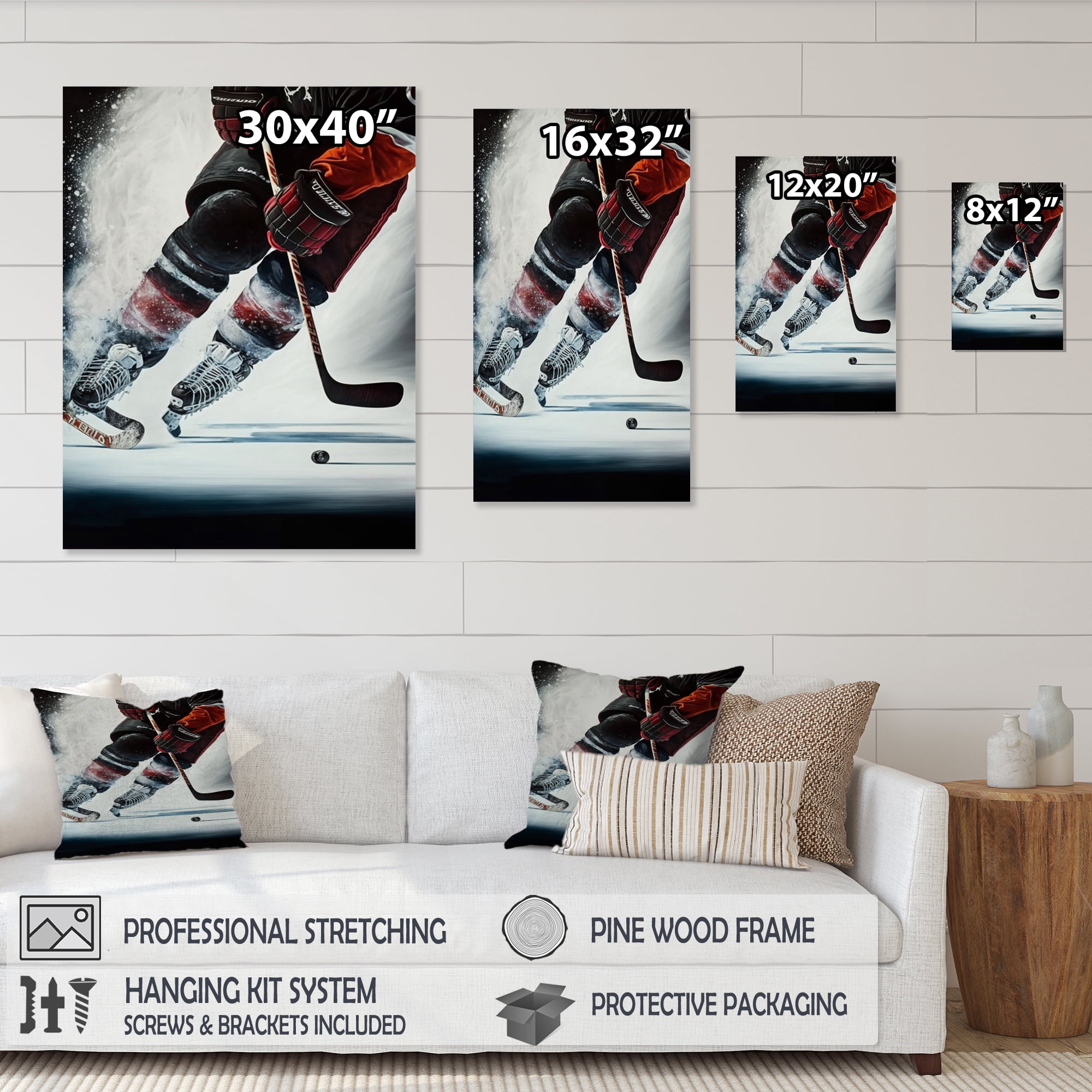 Designart Hockey Player On Ice During Game IV Canvas Wall Art