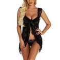 thumbnail image 2 of Valentine's Day Gifts! S LUKKC LUKKC Sexy Lingerie for Women, Plus Size Lace Babydoll Pajamas Strap Chemise Nightgown V Neck Bowknot Teddy Sleepwear Sheer Mesh Nighty with G-string, 2 of 9