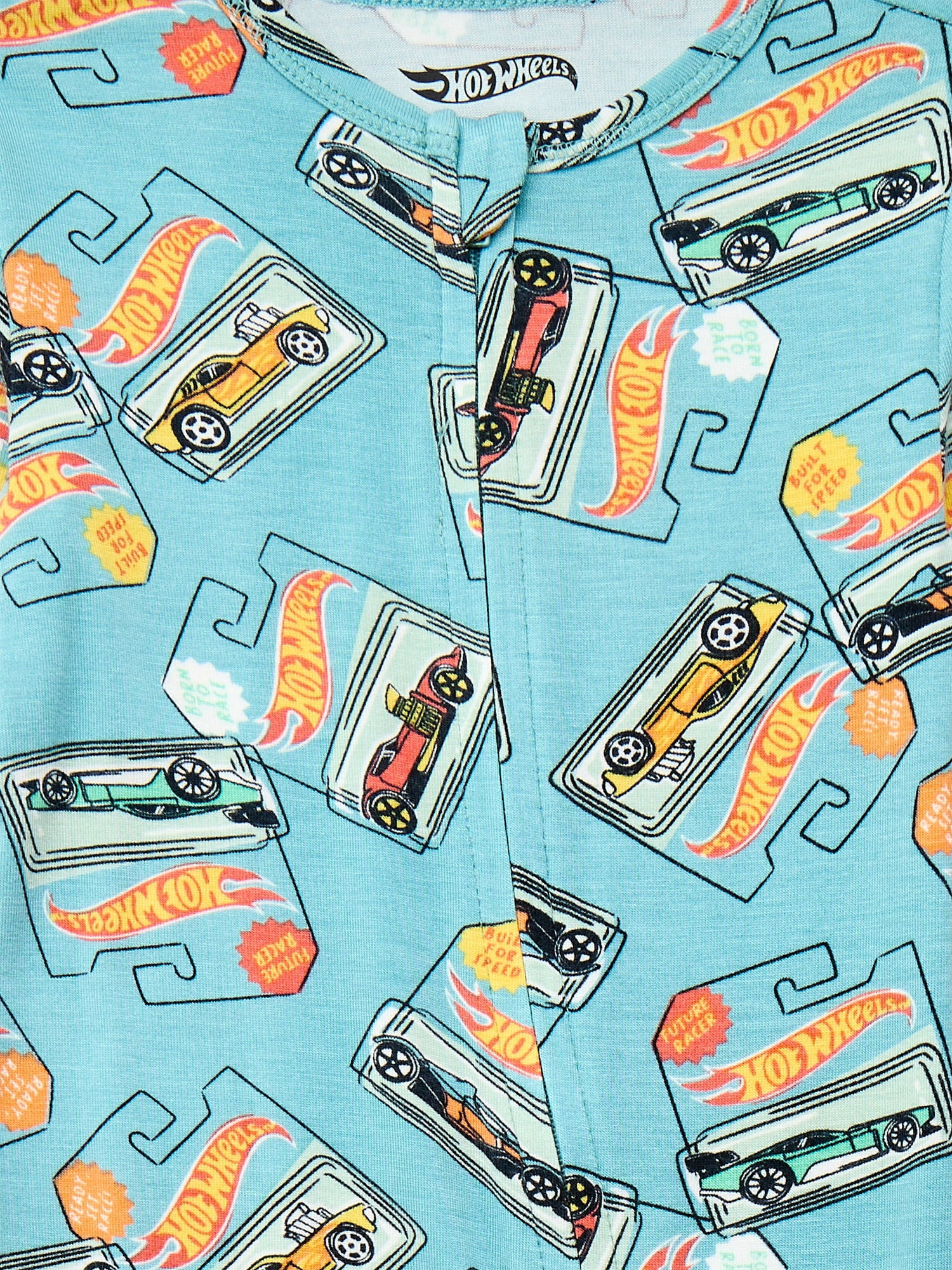 Hot Wheels Baby Boys or Girls Two-Way Zip Front Footed Pajama One-Piece, Sizes 0-6/9M