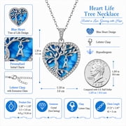 Heshpaws Heart Pendant Necklace for Women ，with Initial Letter Tree Shaped Charm Jewelry, Christmas Birthday Anniversary Jewelry Gift