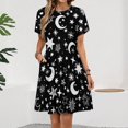 thumbnail image 2 of Moons And Stars Black And White Women's Dress Short Sleeve Summer Sundress Summer Women Clothes, 2 of 7