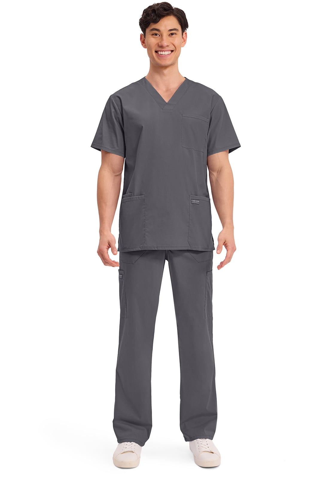 Cherokee Workwear Professionals Scrubs Top for Men V-Neck WW695, XL, Pewter