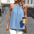 thumbnail image 5 of Uootdi Women's Denim Tops Halter Neck Sleeveless Ruched Camisoles Casual Loose Fit Lightweight Tops Gift, 5 of 7