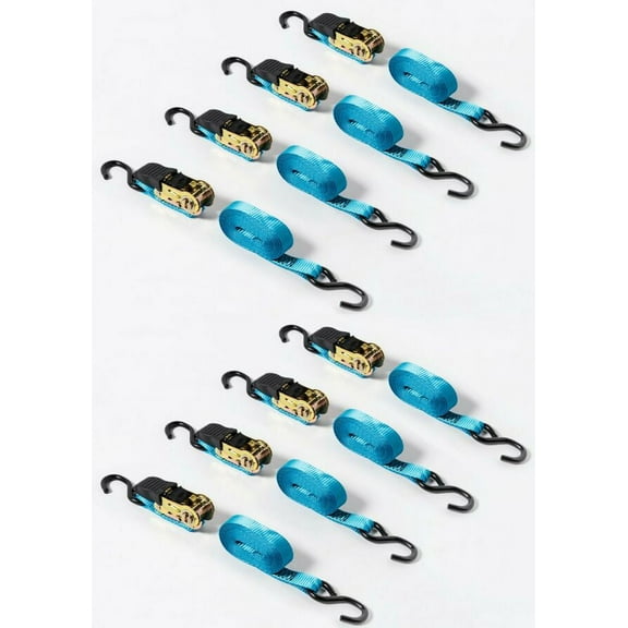 8 pack 1"x15' Blue Ratchet Tie-Down Straps f Motorcycle Kayak 1x15 1500lbs 680Kg