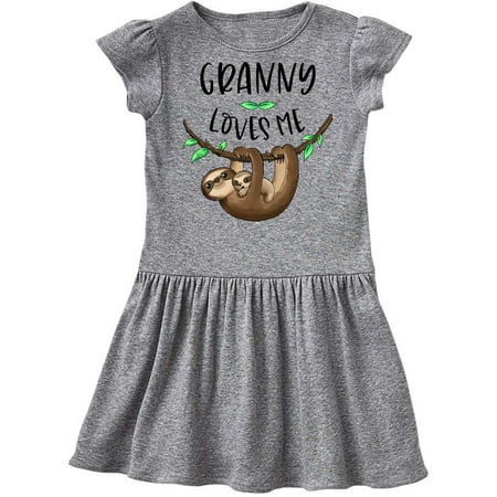 

Inktastic Granny Loves Me Cute Sloth and Baby Gift Toddler Girl Dress
