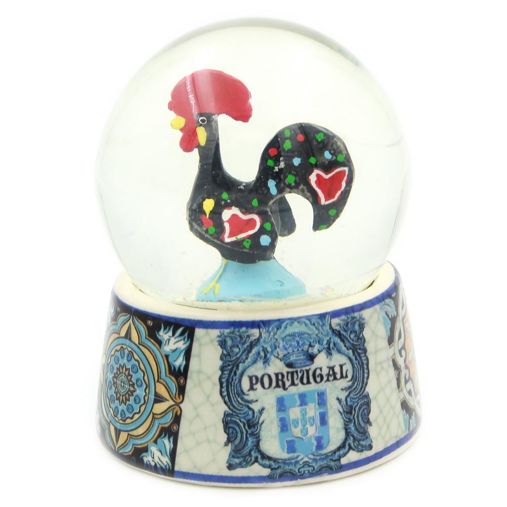 Traditional Portuguese Good Luck Barcelos Rooster Snow Globe Souvenir 