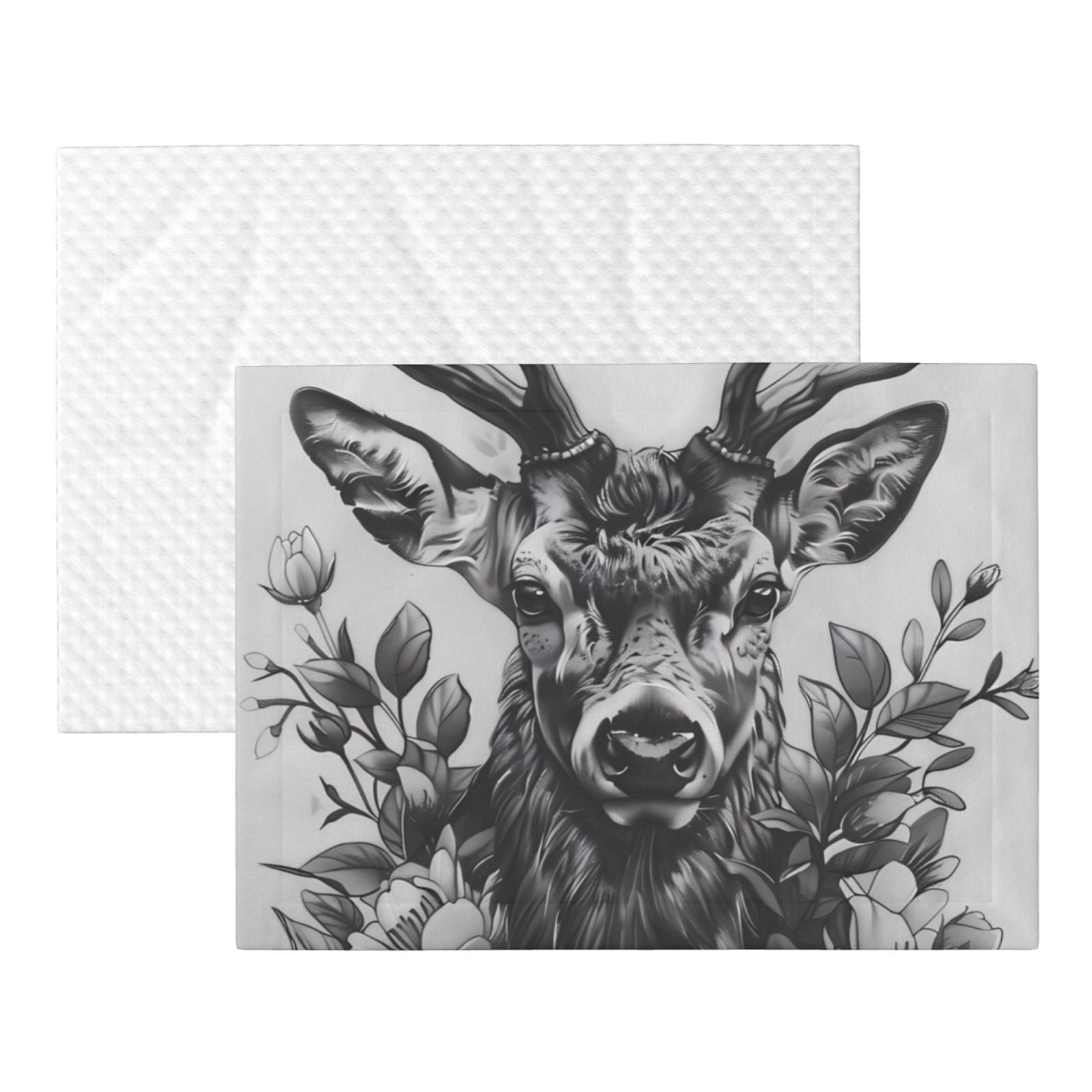 Naloa Monochrome Deer Floral Dog Blanket, 3 Sizes Cat Blanket for Indoor Cats Large Medium Small Dog Gifts-Medium