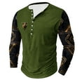 thumbnail image 2 of DDAPJ pyju Mens Distressed Henley Shirts Western Aztec Printed Patchwork Long Sleeve Button T-shirt Big and Tall Retro Viking Tops Lightweight Collarless Shirt Green S, 2 of 5