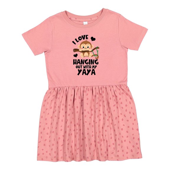 Inktastic Monkey I Love Hanging out with My Yaya Girls Toddler Dress