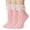 Pink, variant on Womens Ruffle Socks Fancy Lace Trim Ankle Socks Breathable Super Soft Black 3 Pairs