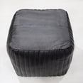 thumbnail image 3 of Square Shaped Goat Leather Handmade Eco-Friendly Black Pouf - Square Shape Pouf, 14" x 14"x 14", Plain Solid Pouf, Goat Leather Pouf, Recycled Cotton Fill Stuffed Pouf, Leather Seating Pouf, 3 of 5