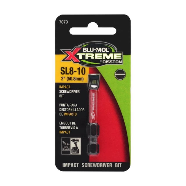 Punta de destornillador Blu-Mol Xtreme ranurada de 8 a 10 pulgadas, acero S2, 2 unidades