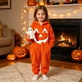 thumbnail image 6 of Halloween Pumpkin Onesie Pajamas, Flannel Hooded Jumpsuit with Jack-o-Lantern Hood, Ultra Soft Oversized Fit Loungewear for Halloween Party, Trick or Treat and Home Wear, 6 of 7