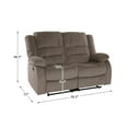 thumbnail image 3 of Lexicon Jarita Microfiber Fabric Double Reclining Loveseat in Chocolate, 3 of 5