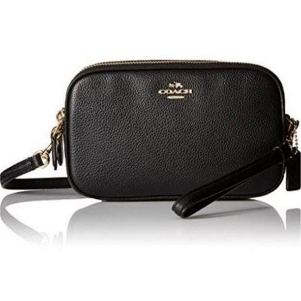 Coach 65547 LIBLK Cross Body Clutch in Polished Pebble Leather Black Walmart