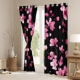 thumbnail image 3 of Erosebridal Pink Cherry Blossoms Blackout Curtains Sakura Flower Curtains & Drapes, Black and Pink Curtains Japanese Style Black Out Curtains, Aesthetic Spring Theme Window Drapes, 3 of 6