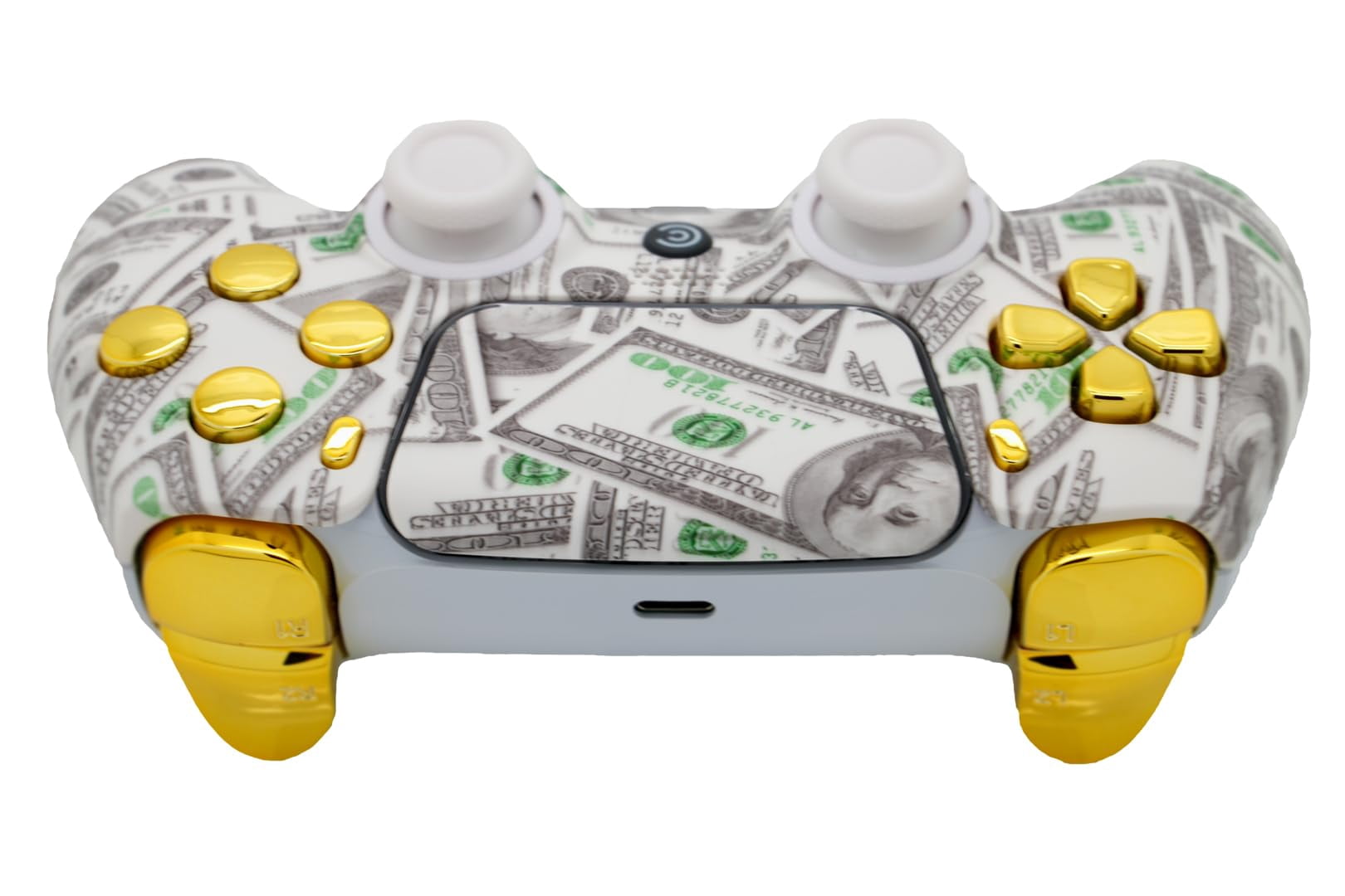 Custom Wireless Controller Compatible with PS5 - Multiple Designs Available (Money & Gold Inserts)
