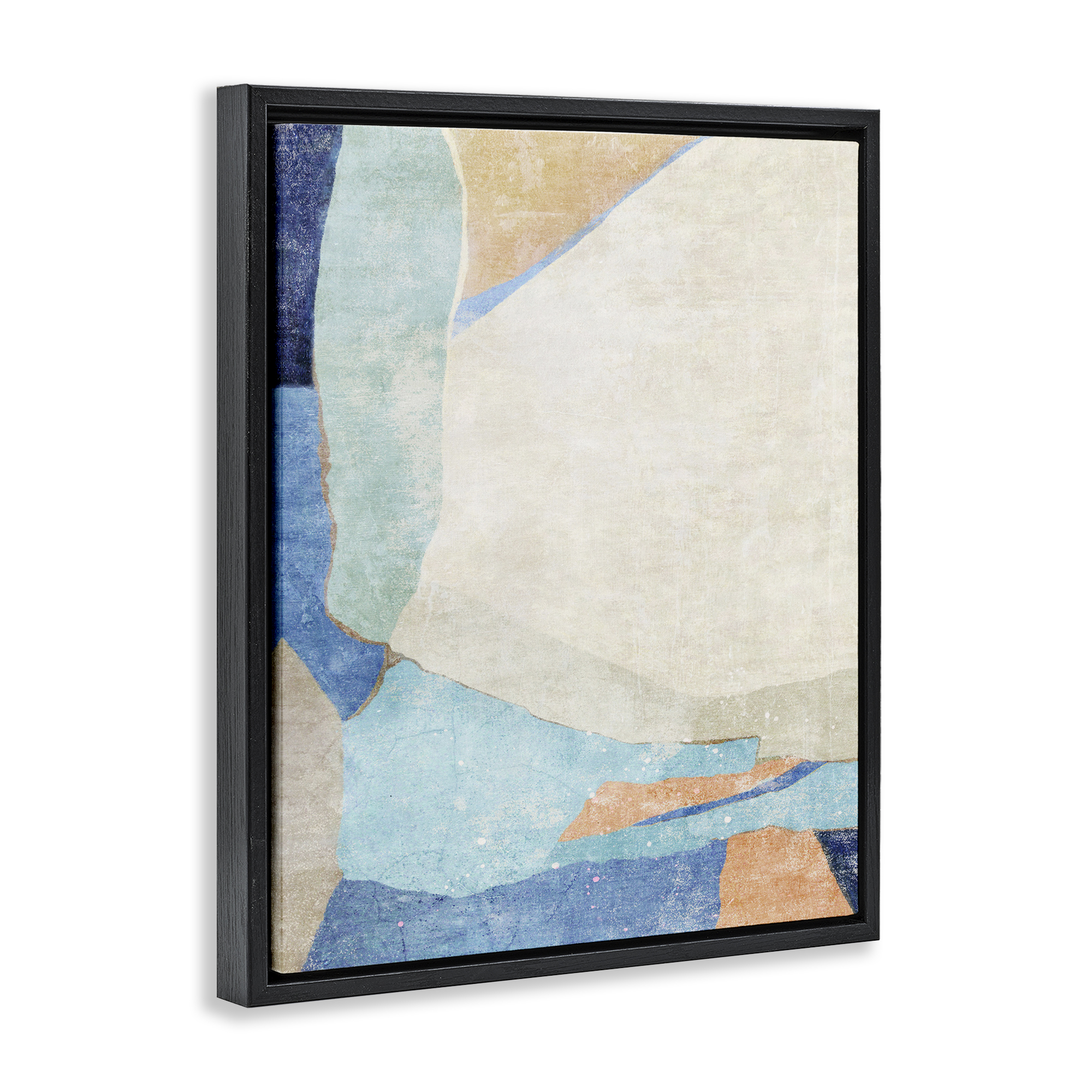 Stupell Industries Geometric Rustic Shapes Abstract Painting Black Floater Framed Canvas Art Print Wall Art, 17 x 21