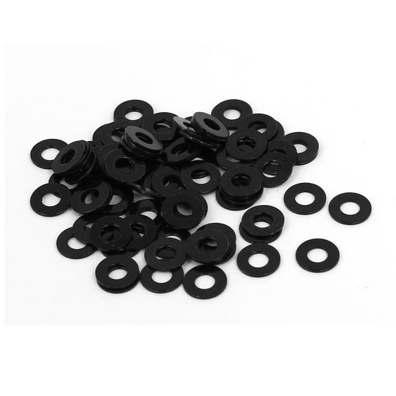 M3 x 7mm x 0.5mm Black Zinc Plated Flat Pads Washers Gaskets Fastener 100PCS