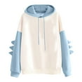 thumbnail image 2 of Resicozy Cute Dinosaur Hoodies For Women Long Sleeve Trendy Drawstring Pullover Tops Fall Winter Fashion Sweatshirts Sky Blue 2XL, 2 of 4