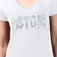 thumbnail image 3 of Women's G-III 4Her by Carl Banks White Detroit Pistons Super-Slim-Fit Metallic Drop Lightweight V-Neck T-Shirt, 3 of 3