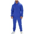 thumbnail image 3 of Track Suits for Men Long Sleeve Hoodies and Sweatpants Two Piece Sets Baggy Cotton Activewear Running Training Blue XL, 3 of 6