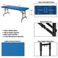 thumbnail image 2 of Hampden Furnishings Baldwin 30" X 72" Height Adjustable Folding Table, Plastic/Steel, Blue, 2 of 6