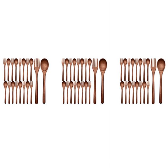 48Pcs Wooden Spoons Forks Set Including Wooden Spoons and Wooden Forks Japanese Wooden Utensil Set Reusable Handmade